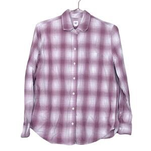 Gap pink Plaid Cotton Flannel Long Sleeve Button Up Shirt